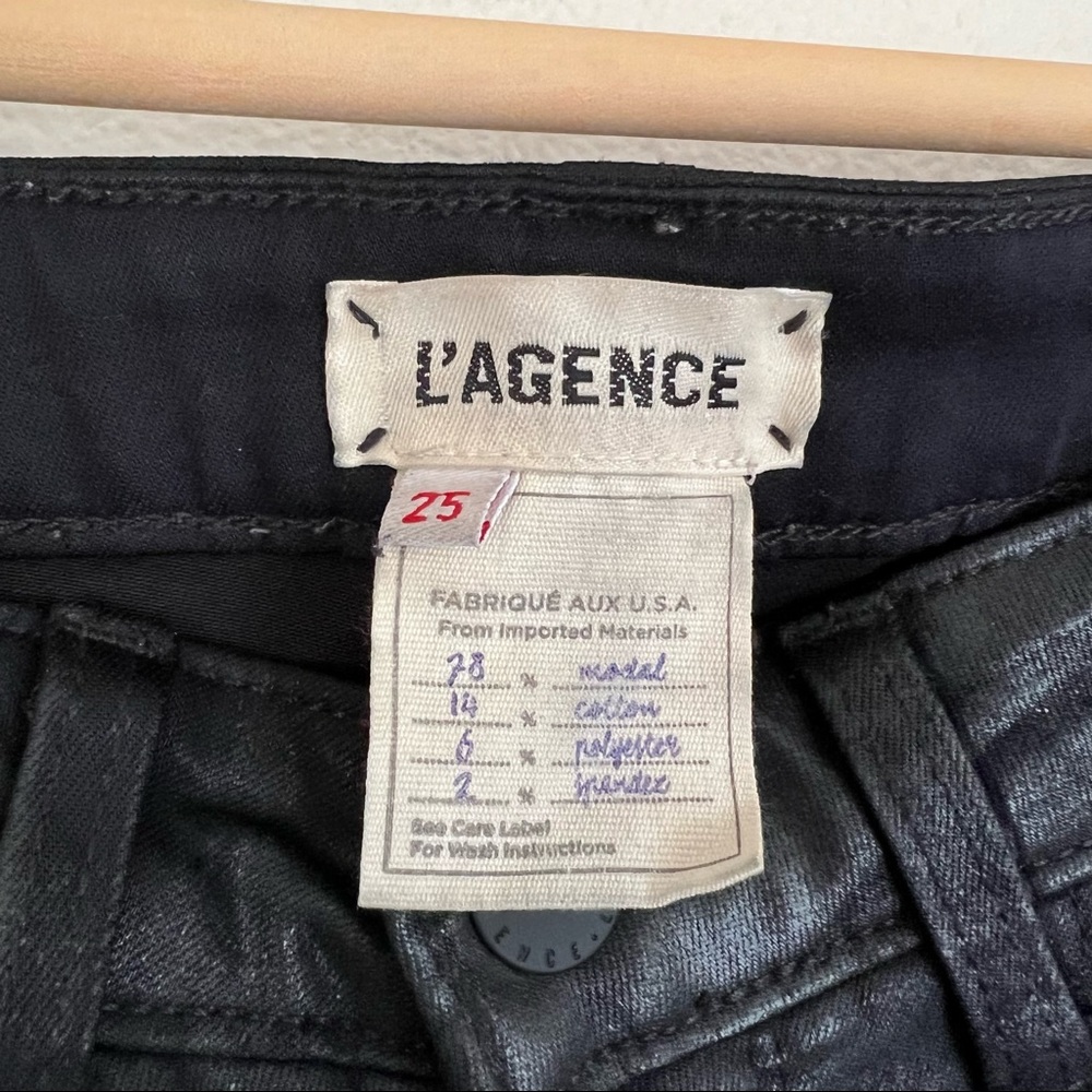 L’AGENCE Marguerite High Rise Skinny Jeans in Black Coated - Picture 6 of 8